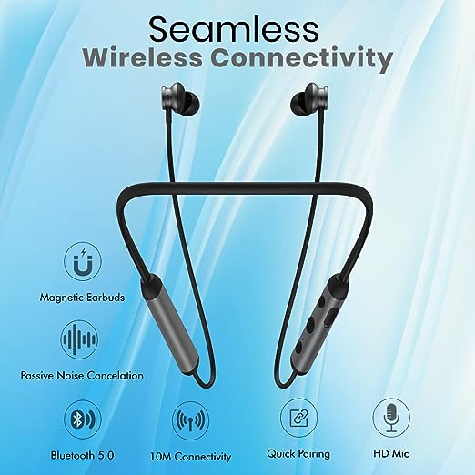 pTron InTunes Ultima Bluetooth 5.0 Wireless in Ear Earphones with Mic, Powerful Bass, 18Hrs Playtime, Type-C Fast Charging, Passive Noise Cancellation, Voice Asst, IPX4 Water-Resistant (Black & Grey) pTron InTunes Ultima Bluetooth 5.0 Wireless in Ear Earphones with Mic, Powerful Bass, 18Hrs Playtime, Type-C Fast Charging, Passive Noise Cancellation, Voice Asst, IPX4 Water-Resistant (Black & Grey)